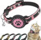 Airtag Katzenhalsband Breakaway, Reflektierendes Kätzchenhalsband mit Airtag-Halterung und Glocke, Bequeme Polsterung, Verstellbar, Langlebig, Passend für Katzen (Rose,S)