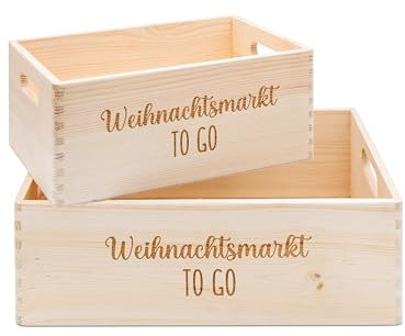 wunderwunsch® - Personalisierter Adventskalender zum selber befüllen - Adventskiste Holz mit hochwertiger Gravur - Weihnachtsmarkt to go, Weihnachten Erwachsene (groß | 39x29x13cm)