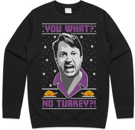 Sanfran Clothing You What No Turkey? Christmas Top Xmas Mark Corrigan Funny Ugly Knitted Gift UK British TV Meme Jumper Sweater Sweatshirt Small/Black