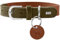 HUNTER Hundehalsband LEMVIG, Farbe: Cognac/Oliv, Leder, belastbar & strapazierfähig, angenehm weich, komfortabel, elegant & trendig, Made in Germany, Größe: 55