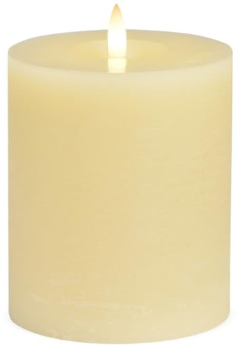 LED Stumpenkerzen 4er Set aus Echtwachs Timerfunktion & inkl. Fernbedienung - Kerzen realistisch flackernde Flamme warmweiß Ø 10 x 12 cm - Elektrische Wachskerzen cremeweiß als gemütliche Tischdeko