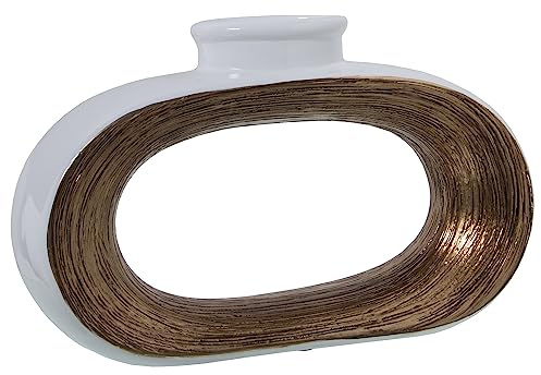 JARRÓN CERÁMICA 24CM BLANCO/ORO 37X10X24CM