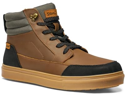 Sanuk Mens Post Up Sneaker Boot | Leather Mens Midcut Boots | Comfort Footbed, Brown, 11