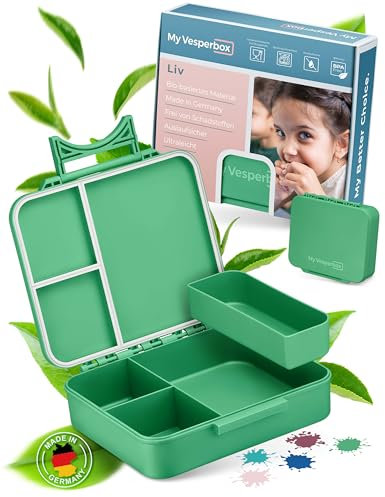 My Vesperbox – LIV -NEUES MODEL- Bento Box Kinder - Made in Germany - Auslaufsicher & Unterteilt - Biobasierend - BPA Frei - extrem robust - Lunchbox – Brotdose mit Fächern - Jausenbox