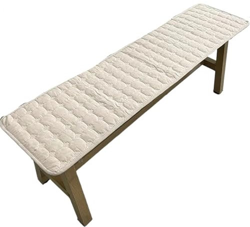 Allwetter-Outdoor-Bankauflage für lange Holzbank, Beige, 35 x 180 cm