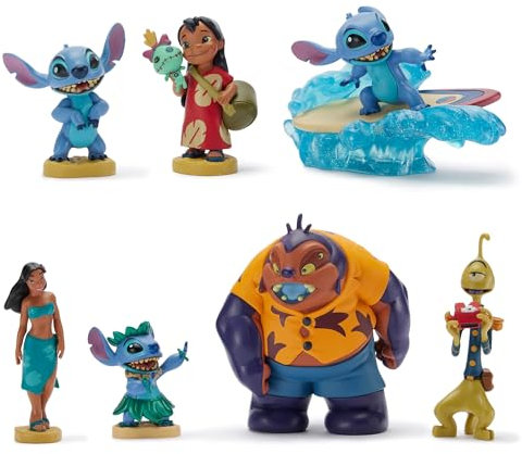 Disney Store Oficial, Lilo y Stitch, Set de figuritas, 7 figuritas de Stitch, Lilo, Nani, Jumba Jookiba y Pleakley, a Partir de 3 años