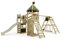 FATMOOSE Spielturm Ritterburg RiverRun Royal mit SurfSwing, Schaukel & Rutsche, Outdoor Kinder Kletterturm mit Sandkasten Leiter & Spiel-Zubehör für den Garten (salbeigrün)