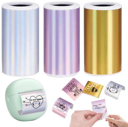 3 Rouleaux Papier thermique pour Appareil Photo Enfant, Mini Rouleau de Imprimable Thermique, Papier Imprimante Thermique pour Appareil Photo Impression Instantanée, Papier Sans Encre(57 x 30mm)