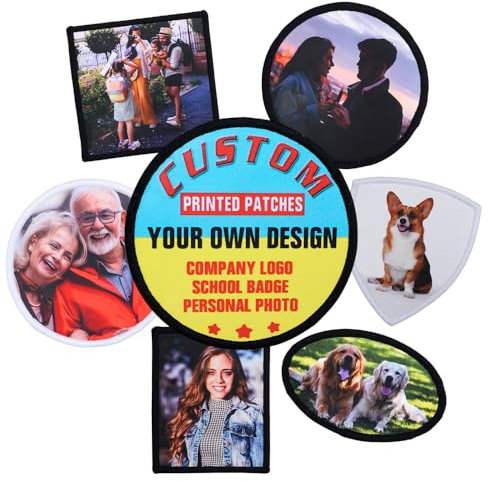 Personalisierte Gedruckt Patches,Patches selbst gestalten -für Kleidung, Jacken, Caps und Hundegeschirre hinzu Fügen Sie Ihr Foto/Logo/Textdruckstoff hinzu - Rund