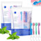 Set 5 en 1 de minicepillo de dientes, hilo dental, raspador lingual y palillo. Cepillos de dientes desechables portátiles con pasta dental, 4 sabores para viajes y reuniones.