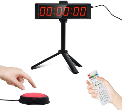 Ousmile Timer Sport avec Bouton Marche/Arrêt, Digital Minuteur et Chronomètre avec Socle Portable, 12/24H Horloge Murale Numérique avec Télécommande, Intervall Timer pour Fitness, Workout, Home Gym
