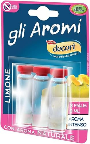 Decorì Aroma Limone per Dolci, Aroma Intenso, Ideale per Dolci e Creme, fiale 9ml (3x3) (10 pezzi)