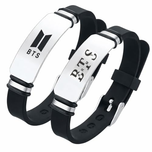 Ozmw 2Pcs BTS Armband,BTS Bracelet,BTS Merch，Adjustable Wristband, Schwarzes Armband, Bracelet für Fan Geburtstag Kreatives, Kpop Merch Geschenke,JIN SUGA j-hope RM JIMIN V JUNGKOOK
