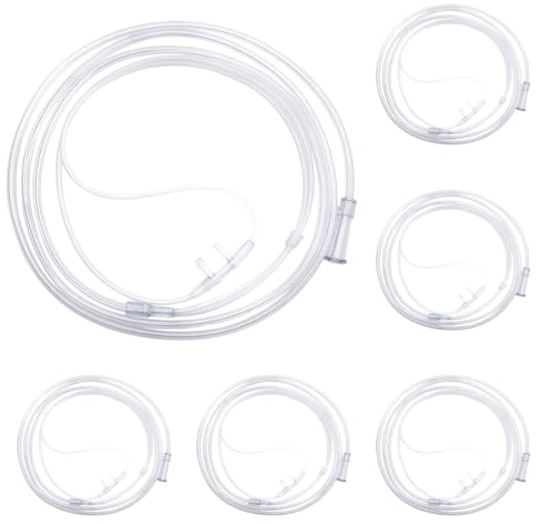 PHYNDR 6 PCS Cánula nasal de oxígeno ultra suave,tubos oxígeno resistentes, tubos nasales estándar de 6.5 pies, tu-bos nasales ligeros para una cómoda entrega de oxí-geno