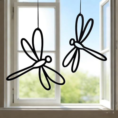 Lineart Libelle zum Aufhängen | Elegant Zeitloses Design fensterdeko hängend | Fensterdeko Hängend Modern | Ganzjährige Fensterdekos hängends | Fensterschmuck | Frühlingsdeko | Wanddeko
