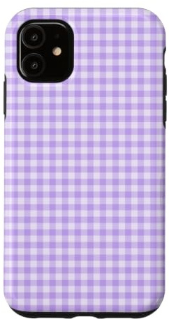 Custodia per iPhone 11 Lavanda Mini Gingham Viola Chiaro Piccolo Check Cottagecore