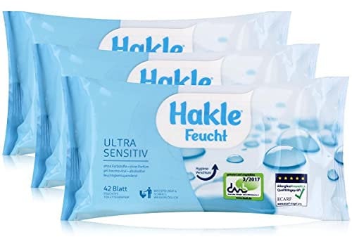 Hakle Feucht Ultra Sensitiv 42 Blatt Feuchtes Toilettenpapier Nachfüller (3er Pack)