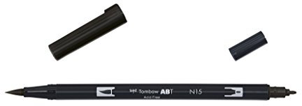 Tombow ABT Dual Brush Pen, ABT-N15-1P, Stift mit zwei Spitzen, perfekt fürs Hand Lettering und Bullet Journal, wasservermalbar, black