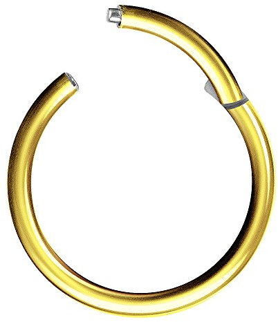 Piercingfaktor Universal Titan G23 Piercing Scharnier Clicker Ring Septum für Tragus Helix Ohr Nase Lippe Brust Intim Nippel Augenbrauen Gold Vergoldet1,6mm x 12mm
