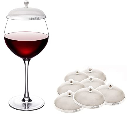 BevHat Stainless Steel Drink Covers (8 Pack), Wine Glass Covers for Outdoors, Protect Cocktails, Coffee Mugs, Tea Cups, Beers, Keep Bugs Out, Wine Accessories & Drink Lids