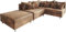 DELIFE Eckcouch Clovis Braun Antik Optik mit Hocker Ottomane Rechts Ecksofa Modular
