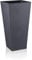 IDEALIST Small 50.5cm Tall Planter for Garden | Dark Grey Reinforced Stone Tapered Square Planter | Outdoor Pots with Drainage Holes L24.5 W24.5 H50.5 cm, 18 litres