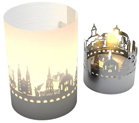 13gramm Nürnberg Skyline Tube T-Light Schattenspiel – Magisches Souvenir | Silhouette Projektion | Geschenk für Nürnberg-Fans