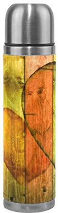 Eslifey Bouteille isotherme en bois coloré avec cœur anti-fuite en acier inoxydable 500 ml