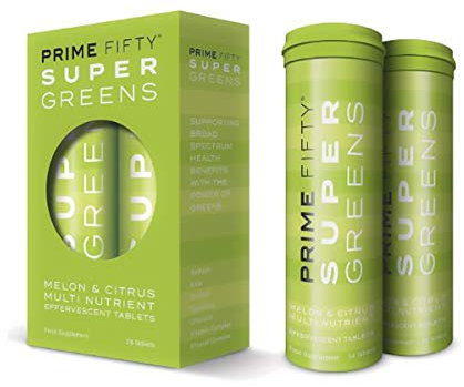 Prime Fifty Super Greens+ Supplement – Effervescent Multivitamins Tablets – 28 Day Supply – Immune System Supplement with Super Greens, Melon, Citrus Multi-Nutrient