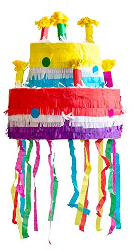 Party Factory Pinata Torte Bunt Kinder Geburtstag Schlag-Pinata 29x29x31 cm Dekoration Geburtstagsdeko