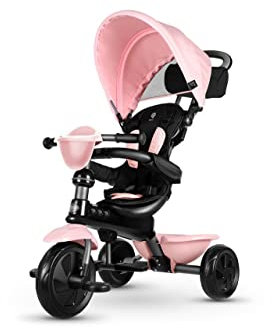Mondial Toys Triciclo 4in1 con Maniglione Direzionabile e Cappottina Parasole 8811 Pink