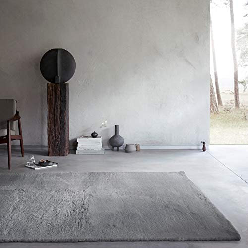 WECONhome Basics, Flauschig weicher Hochflor Teppich - Läufer für Wohnzimmer, Flur, Schlafzimmer, Anna (130 x 190 cm, grau)