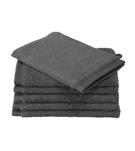 De Witte Lietaer Contessa Gants de Toilette, Cotton, Dark Grey, 6gants