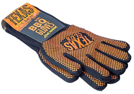TEXAS CLUB Gants de Barbecue résistants à la Chaleur I Gants ignifuges en Tissu Deyan I Gants de Cuisine Gants de Four pour pâtisserie, Cuisine et Barbecue - Noir/Rouge