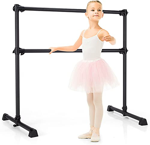 Goplus Double Ballet Barre Bar, Portable 4 FT Freestanding Dancing Bar