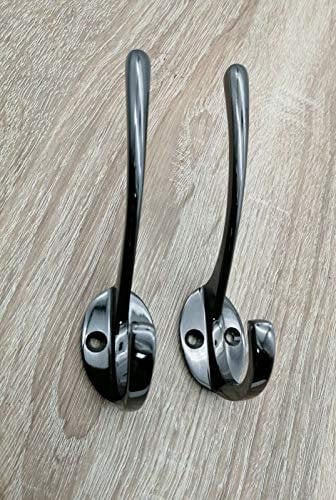 Infinity Decor 2 x Black Nickel Brass Wall/Door Hooks Robe Hat Coat Hanger Storage - 115mm