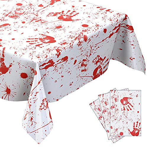 Newwiee 3 Stück gruselige Halloween Blut Handabdrücke Tischdecken, 102 x 51 Zoll Blutige Zombie Tischdecke Halloween Party Supplies Spukdekoration für Krankenhaus Zombie Halloween Party Dekorationen