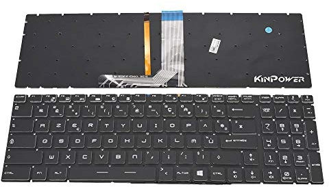 KinPower Clavier Azerty Français Compatible avec MSI GF75 Rétroéclairage RGB