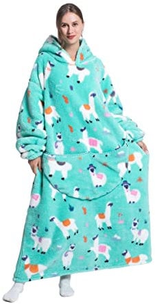 Pterygoid Verlängert Übergroße Hoodie Decke, Sweatshirt mit Taschen und Kapuze,Decken Damen,Superweiche und Warme Kuschelpullover TV ,Tragbare Für Herren Frauen Erwachsene