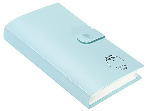 PATIKIL Porta Biglietti Visita 1 pz Organizzatore Carta Nome Libro Raccoglitore Carta Portatile Plastica per Donne Uomini Blu Chiaro