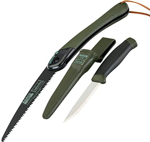 MASTERBRICO Sega Pieghevole per Giardinaggio Potatura Bushcraft Cacciatori e Campeggiatori, Temprata a Basso attrito e Rivestimento Antiruggine Bacho LAP-KNIFE