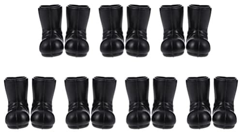 Ipetboom Mini Santa Boots - 7 Pairs Decorative Christmas Doll Shoes Model Small Gnome Shoes - Black Plastic Gnomes Santa Claus Tiny Boot for Crafts Decor Dollhouse Ornaments Costume Accessories