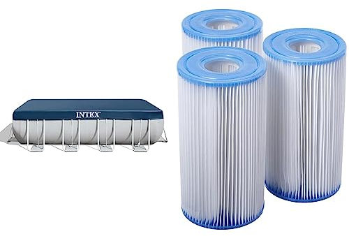 Intex Eckige Pool Abdeckplane 400x200cm Poolabdeckung mit Spannseil & Filteranlagenzubehör - Filterkartusche - Typ A - 3 Stück (1er Pack)