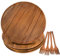 Originalidad Wooden Plates, Wood Dinner Plates with Forks, Reusable Handmade Natural Wood Flatware Set for Cooking, Eating, Housewarming(Set of 4, Large 11 x 11)