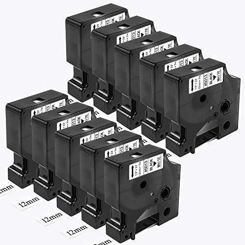 10er-Pack Kompatibel mit Dymo D1 Etikettenband 45013 Schwarz auf Weiß 1/2 Zoll x 23 Fuß Kompatibel für DYMO LabelManager 160 280 210D 360D 420P Wireless PnP 220P 260P 500TS 450DUO