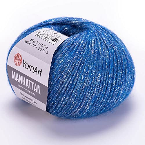 YARNART Manhattan - Glittery Knitting Yarn, Sparkle and Shiny Metallic Wool, Acrylic Fantasy Yarn - 1.76 Oz, 218.72 Yds (907)