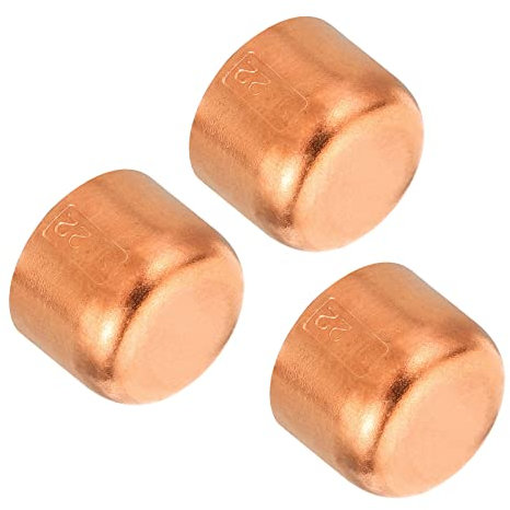 PATIKIL 7/8'' ID Cuivre Tuyau Fin Cap, 3 Paquet Cuivre Raccord Cap Sueur Branchez Soudure Connexion pour Plomberie CVC Air Climatiseur