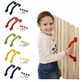 KIDS HANDGRIPS SET Age 3+ OF 2 FOR CHILDRENS CLIMBING FRAME PLAYHOUSE HANDLE BARS CLIMBING WALL TREE HOUSE GRAB BAR PLASTIC HOLDER IN RED BLUE GREEN YELLOW *FROM HAPPY PLAYGROUNDS (YELLOW)