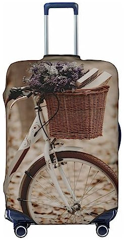 EVANEM Fahrrad-bedruckte Gepäckabdeckung, Reisekoffer, Schutzhülle für Koffer, waschbar, elastisch, für Geschäftsreisen, Schwarz , 90
