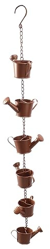 SALALIS Hanging Teapot Rain Chain, Metal Beautiful Teapot Rain Chain Decorative Patio Drainage